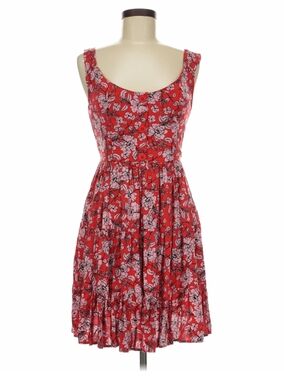 Band of Gypsies Red Floral Tiered Mini Dress